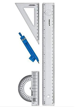 Cetvel Seti Pergelli Cetvel Takımı 30 Cm Çizim Takımı 