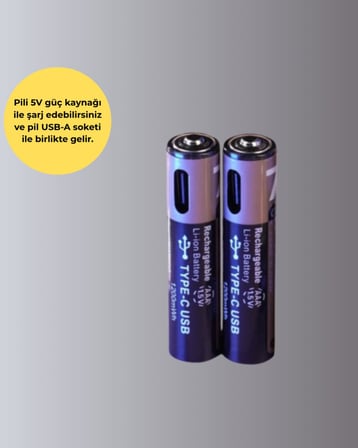USB Type-C Şarjlı AAA Lityum Pil | 1.5V Sabit Voltaj, 1000+ Şarj Döngüsü ile Uzun Ömür