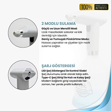 2 Modlu Kablosuz Çiçek Sulama ve Temizlik Robotu Type-c