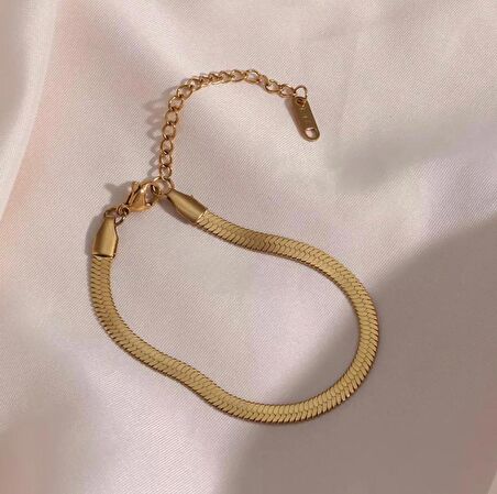 İTALYAN EZME BİLEKLİK KADIN GOLD ZİNCİR ÇELİK ÜZERİ ALTIN KAPLAMA GARANTİ BELGELİ