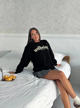 Kadın Premium Sweat Penye 3 İplik İçi Şardonlu Oversize Kalıp Baskılı Sweatshirt