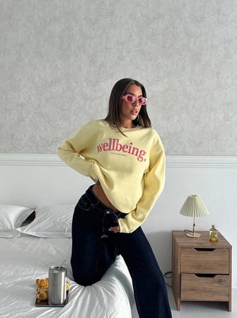 Kadın Premium Sweat Penye 3 İplik İçi Şardonlu Oversize Kalıp Baskılı Sweatshirt