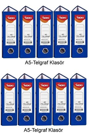 Noki Telgraf Plastik A5 Klasör Mavi 10 Adet