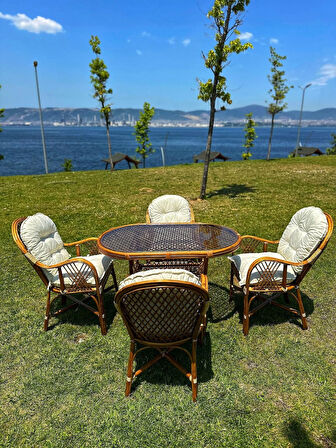 Romano 4 Kişilik Bambu Bahçe Takımı, Doğal Bambu Renk – Şık, Dayanıklı Ve Konforlu Tasarım