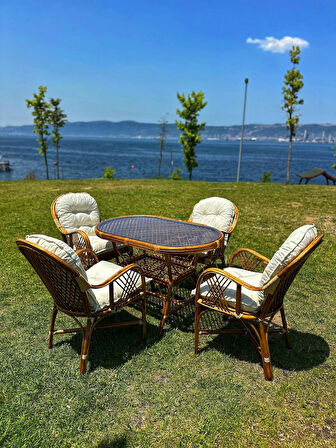 Romano 4 Kişilik Bambu Bahçe Takımı, Doğal Bambu Renk – Şık, Dayanıklı Ve Konforlu Tasarım