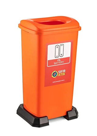 Omnipazar SY-4398 Sıfır Atık Pil Geri Dönüşüm Çöp Kutusu 70 lt Turuncu