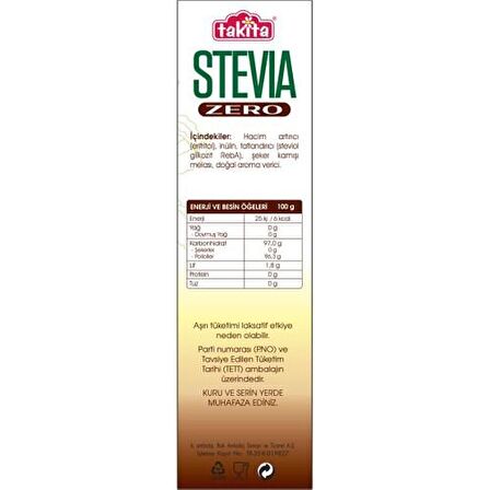 Takita Stevia Zero Kahverengi  2’li Tatlandırıcı Set Toz Tatlandırıcı 250 g ve Küp Tatlandırıcı 225 g. 