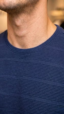 Çizgi Desenli Bisiklet Yaka Regular Fit Örme İnce Triko Erkek T-shirt