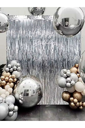 Metalize Arka Fon Perde Parti Doğum Günü 175cm× 80 cm