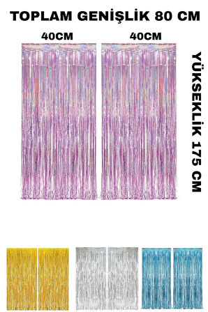 Metalize Arka Fon Perde Parti Doğum Günü 175cm× 80 cm