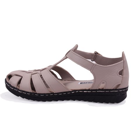 Dagoster DZA07-997A88 Bej Günlük Ortopedik Deri Kadın sandalet