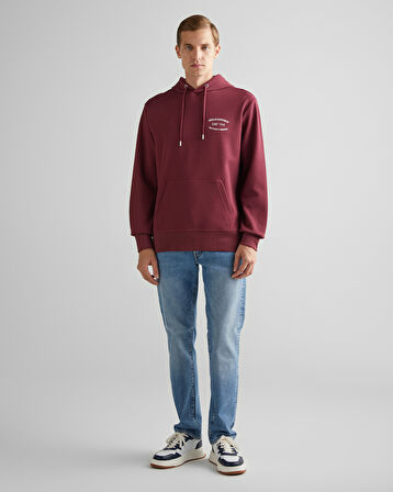 GANT Erkek Bordo Regular Fit Kapüşonlu Logolu Sweatshirt