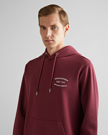 GANT Erkek Bordo Regular Fit Kapüşonlu Logolu Sweatshirt