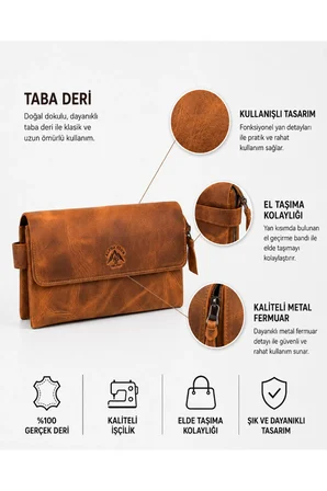 Erkek Taba Hakiki Deri El Ve Portföy Çantası