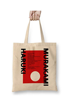 Haruki Murakami Books Beyaz Bez Çanta Uzun Saplı Alışveriş Çantası Plaj Çantası