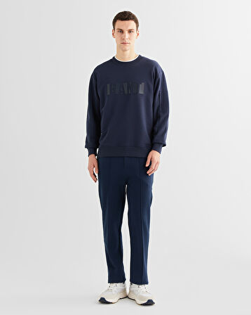GANT Erkek Lacivert Relaxed Fit Bisiklet Yaka Logolu Sweatshirt