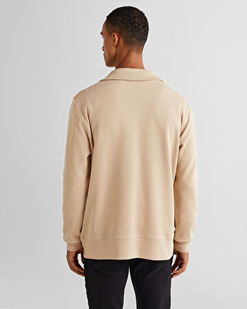 GANT Erkek Bej Regular Fit Yarım Fermuarlı Sweatshirt
