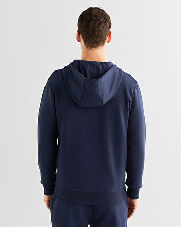 GANT Erkek Lacivert Relaxed Fit Kapüşonlu Logolu Sweatshirt