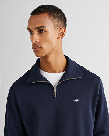 GANT Erkek Lacivert Regular Fit Yarım Fermuarlı Sweatshirt