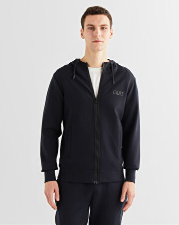 GANT Erkek Siyah Relaxed Fit Kapüşonlu Logolu Sweatshirt