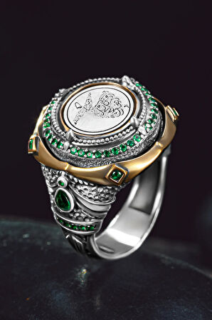 Erkek Gümüş Yüzük - Özel Tasarım Semazen İşlemeli 925 Ayar Erkek Yüzük