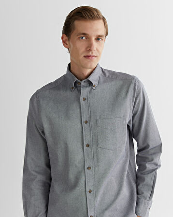 GANT Erkek Gri Regular Fit Düğmeli Yaka Gömlek