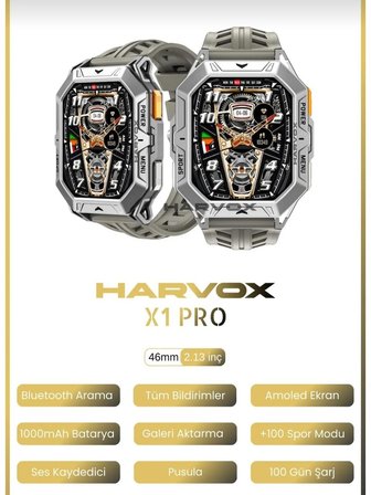 Harvox X1 Pro Akıllı Saat Şık Tasarım, Uzun Pil, Tam Ekran Deneyimi Apple & Android Uyumlu