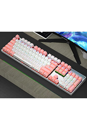 K660 Türkçe Mekanik Oyun Klavyesi, Mavi Switch-Rainbow RGB aydınlatmalı Hot-Swap