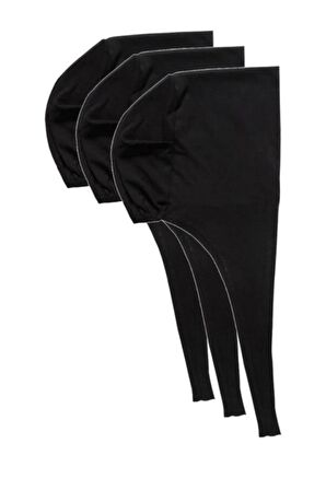 3 Adet Ligralı Bağcıklı Penye Düz Siyah Bone