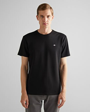 GANT Erkek Siyah Relaxed Fit Bisiklet Yaka T-Shirt