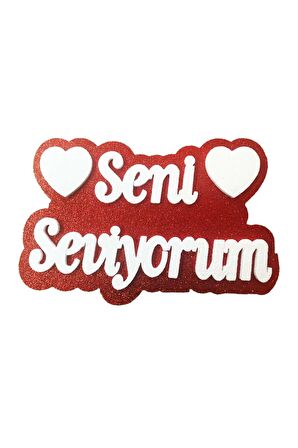 Strafor Dekor Süs Seni Seviyorum El Yazılı Pano