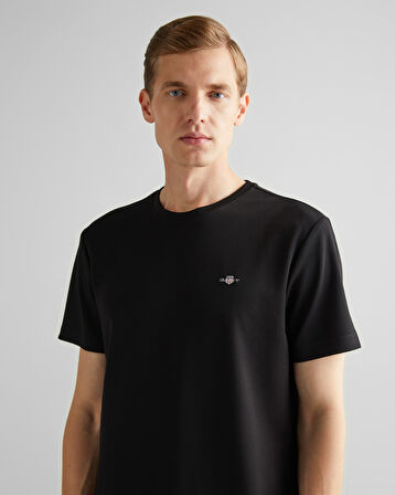 GANT Erkek Siyah Relaxed Fit Bisiklet Yaka T-Shirt