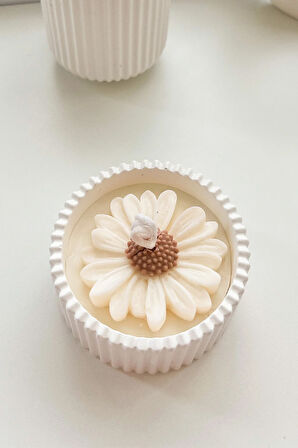 Beyaz Renk Küçük Dekoratif Mumluk %100 Soya Mumu Ev Dekorasyonu