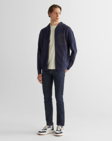 GANT Erkek Lacivert Regular Fit Kapüşonlu Logolu Hırka