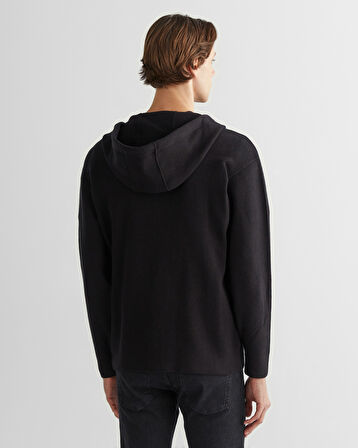 GANT Erkek Siyah Regular Fit Kapüşonlu Logolu Hırka