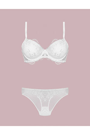 Kadın Kaplı Dantelli Desteksiz Sütyen & Külot İç Çamaşır Takım L.N0.U11.RT.01.B.R1.A24