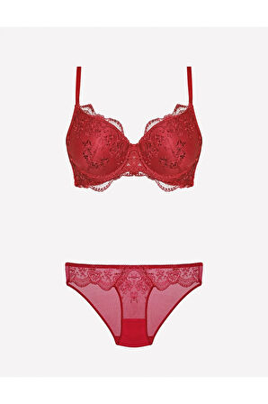 Kadın Kaplı Dantelli Desteksiz Sütyen & Külot İç Çamaşır Takım L.N0.U11.RT.01.B.R1.A24