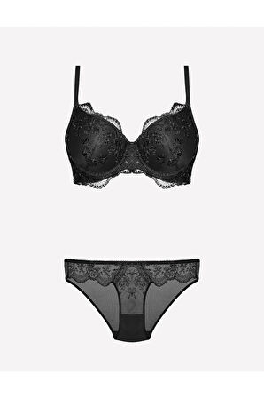 Kadın Kaplı Dantelli Desteksiz Sütyen & Külot İç Çamaşır Takım L.N0.U11.RT.01.B.R1.A24