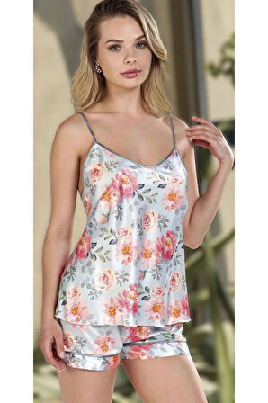 Kadın Saten Askılı & Şort Pijama Takımı L.N0.U1.RT.10