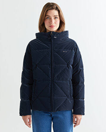 GANT Kadın Lacivert Kapüşonlu Kapitone Mont