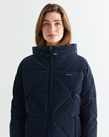 GANT Kadın Lacivert Kapüşonlu Kapitone Mont