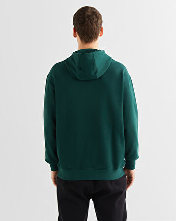 GANT Erkek Yeşil Relaxed Fit Kapüşonlu Logolu Sweatshirt