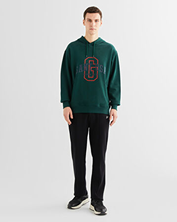GANT Erkek Yeşil Relaxed Fit Kapüşonlu Logolu Sweatshirt