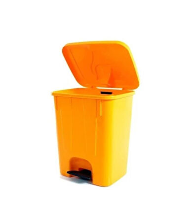 Omnipazar SY-4255 40 lt Köşeli Pedallı Plastik Çöp Kovası (İç Kovasız) Sarı