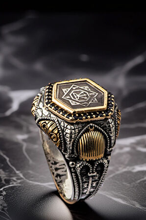 Oğuz Kağan Mühürlü Bir Ölür Bin Diriliriz 925 Ayar Gümüş Erkek Yüzük