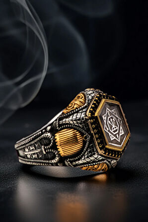 Oğuz Kağan Mühürlü Bir Ölür Bin Diriliriz 925 Ayar Gümüş Erkek Yüzük