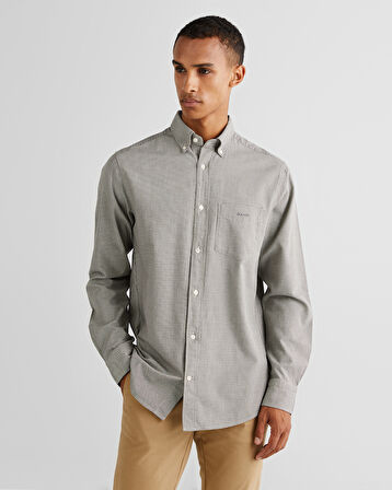 GANT Erkek Gri Regular Fit Düğmeli Yaka Kareli Gömlek