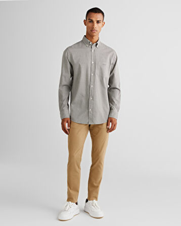 GANT Erkek Gri Regular Fit Düğmeli Yaka Kareli Gömlek
