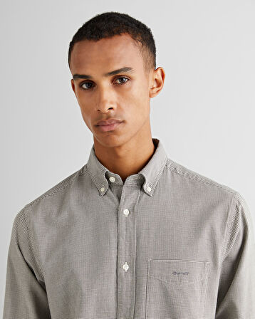 GANT Erkek Gri Regular Fit Düğmeli Yaka Kareli Gömlek