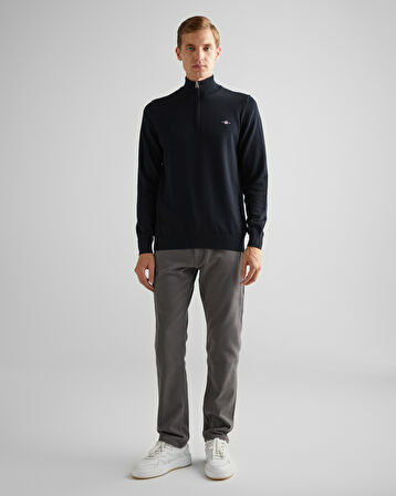 GANT Erkek Siyah Regular Fit Yarım Fermuarlı Kazak